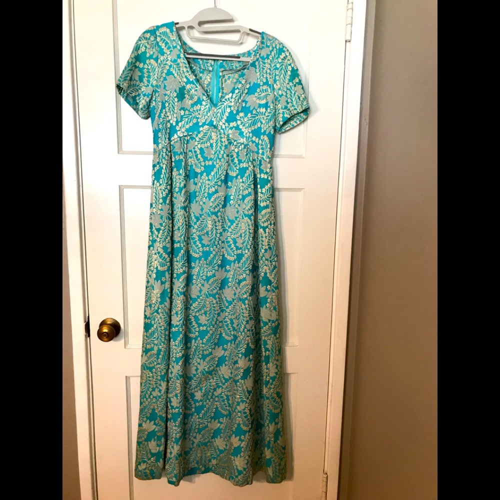 Vintage Teal and Gold Dress